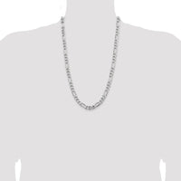 Sterling Silver Rhodium-plated 7.75mm Figaro Chain