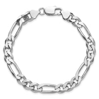 Sterling Silver Rhodium-plated 7.75mm Figaro Chain