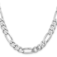 Sterling Silver Rhodium-plated 9mm Figaro Chain
