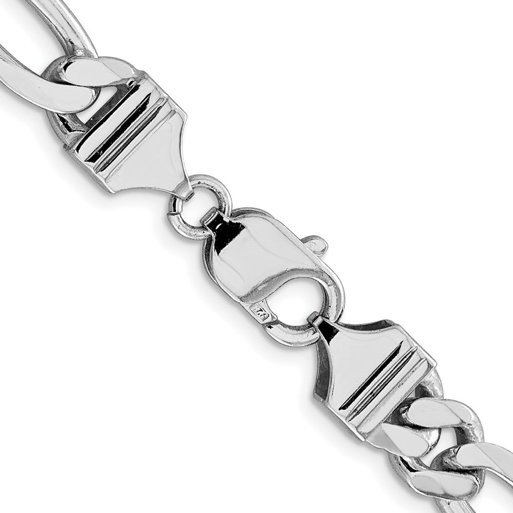 Sterling Silver Rhodium-plated 9mm Figaro Chain