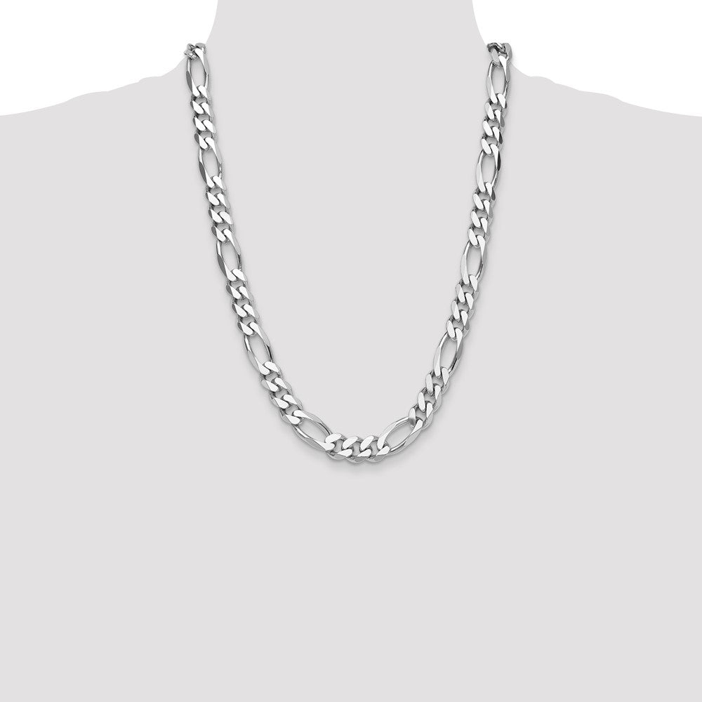 Sterling Silver Rhodium-plated 10.2mm Figaro Chain