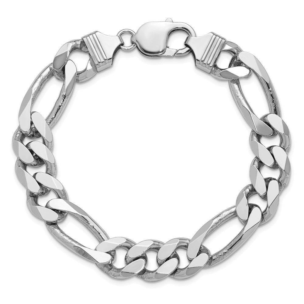 Sterling Silver Rhodium-plated 10.75mm Figaro Chain