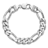 Sterling Silver Rhodium-plated 10.75mm Figaro Chain