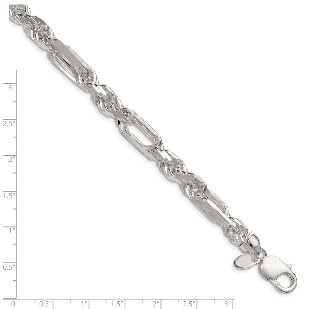 Sterling Silver 8mm D/C Figarope Chain