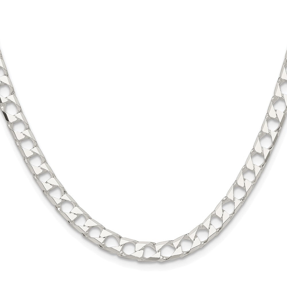 Sterling Silver Rhodium-plated 5.75mm D/C Square Curb Chain