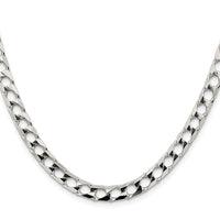 Sterling Silver Rhodium-plated 6.25mm D/C Square Curb Chain