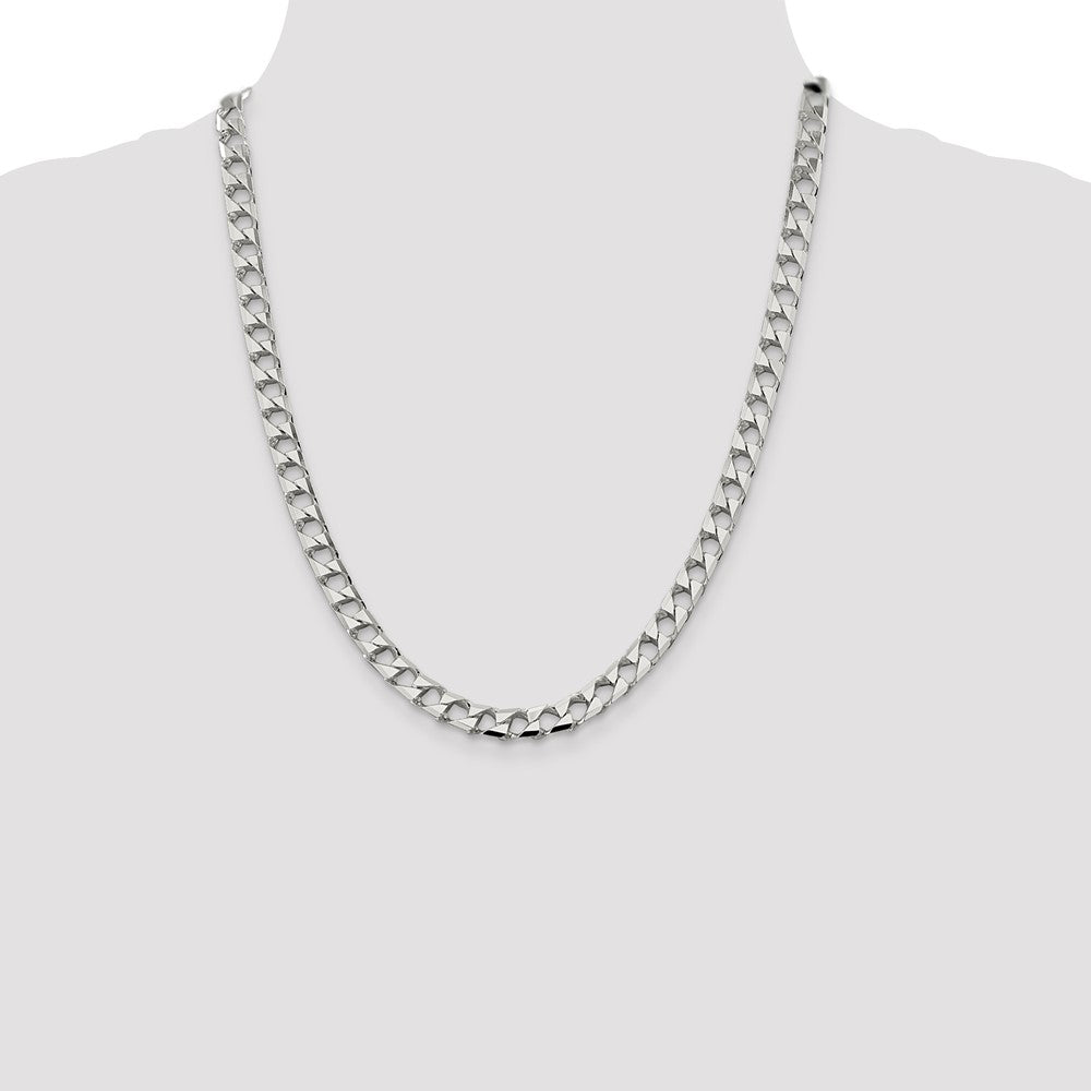 Sterling Silver 7.2mm D/C Square Curb Chain