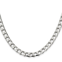 Sterling Silver Rhodium-plated 7.2mm D/C Square Curb Chain