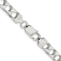 Sterling Silver Rhodium-plated 7.2mm D/C Square Curb Chain