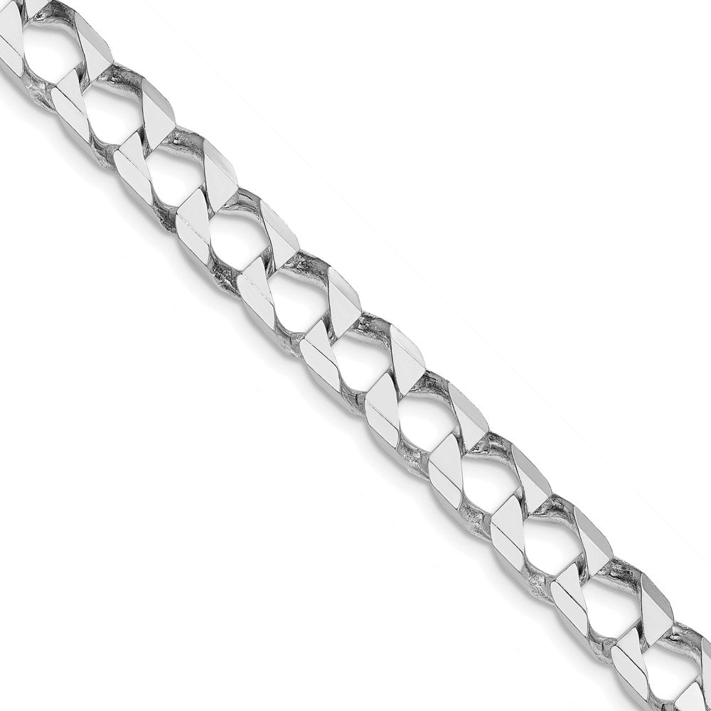 Sterling Silver Rhodium-plated 7.2mm D/C Square Curb Chain