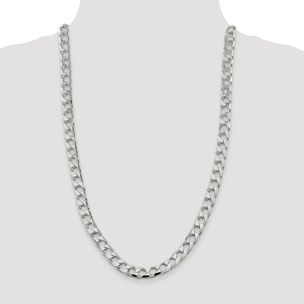 Sterling Silver 8.6mm D/C Square Curb Chain