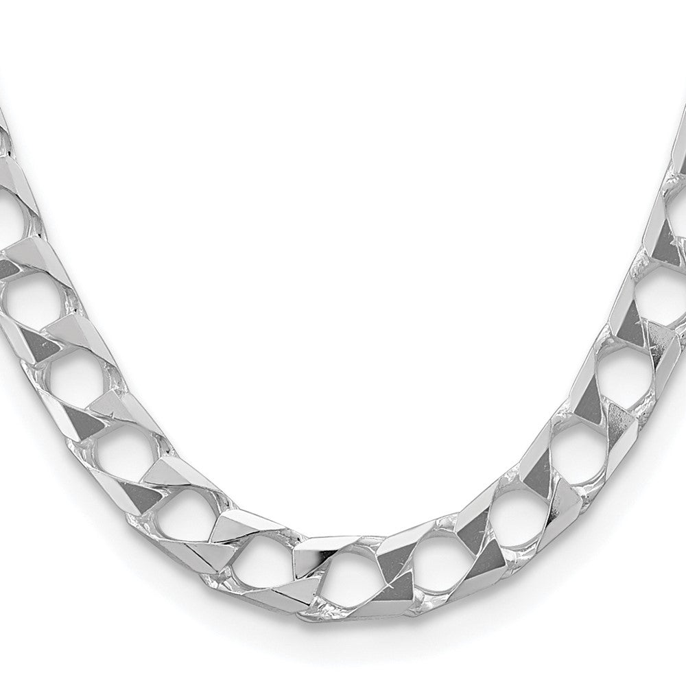 Sterling Silver Rhodium-plated 10.3mm D/C Square Curb Chain