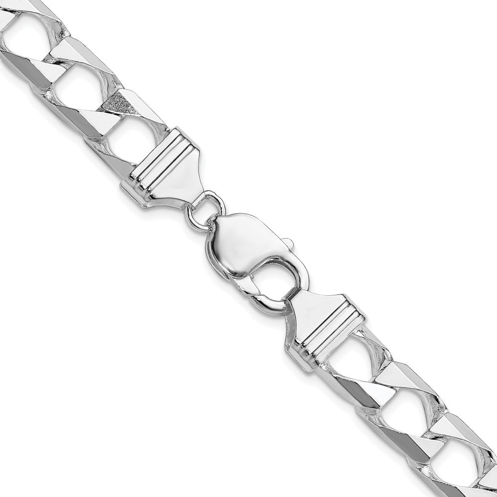 Sterling Silver Rhodium-plated 10.3mm D/C Square Curb Chain