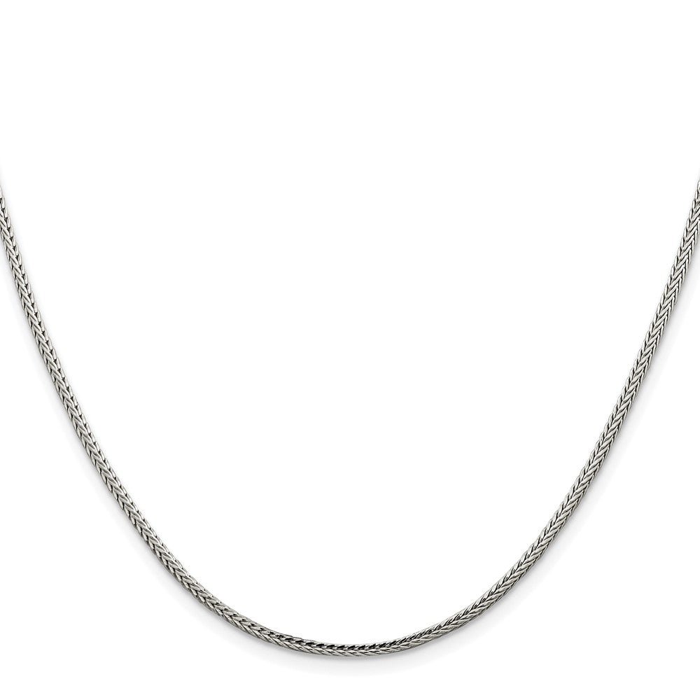Sterling Silver Rhodium-plated 2mm Diamond-cut Round Franco Chain