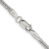 Sterling Silver Rhodium-plated 2.5mm Diamond-cut Round Franco Chain