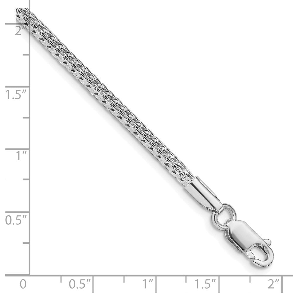 Sterling Silver Rhodium-plated 2.5mm Diamond-cut Round Franco Chain