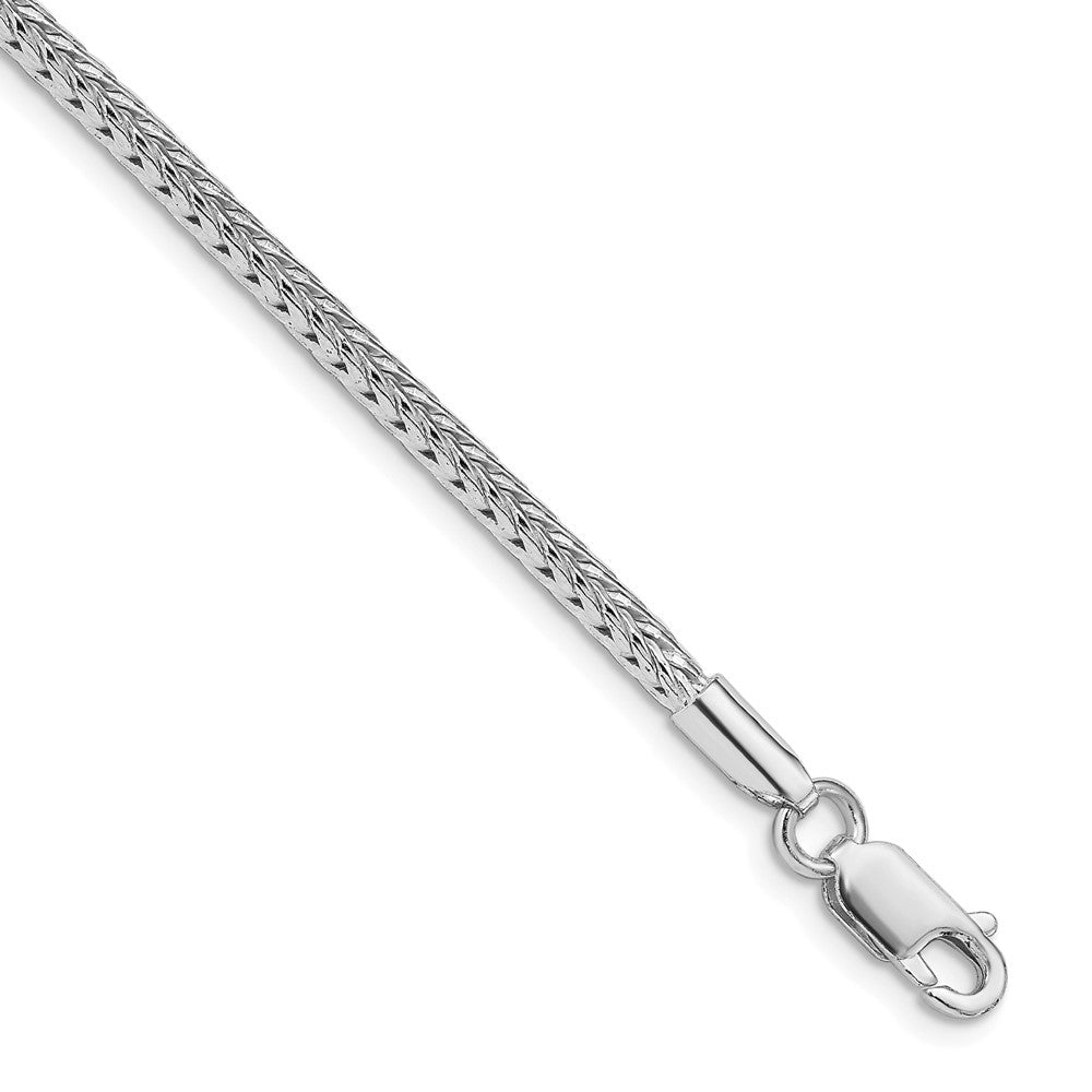 Sterling Silver Rhodium-plated 2.5mm Diamond-cut Round Franco Chain