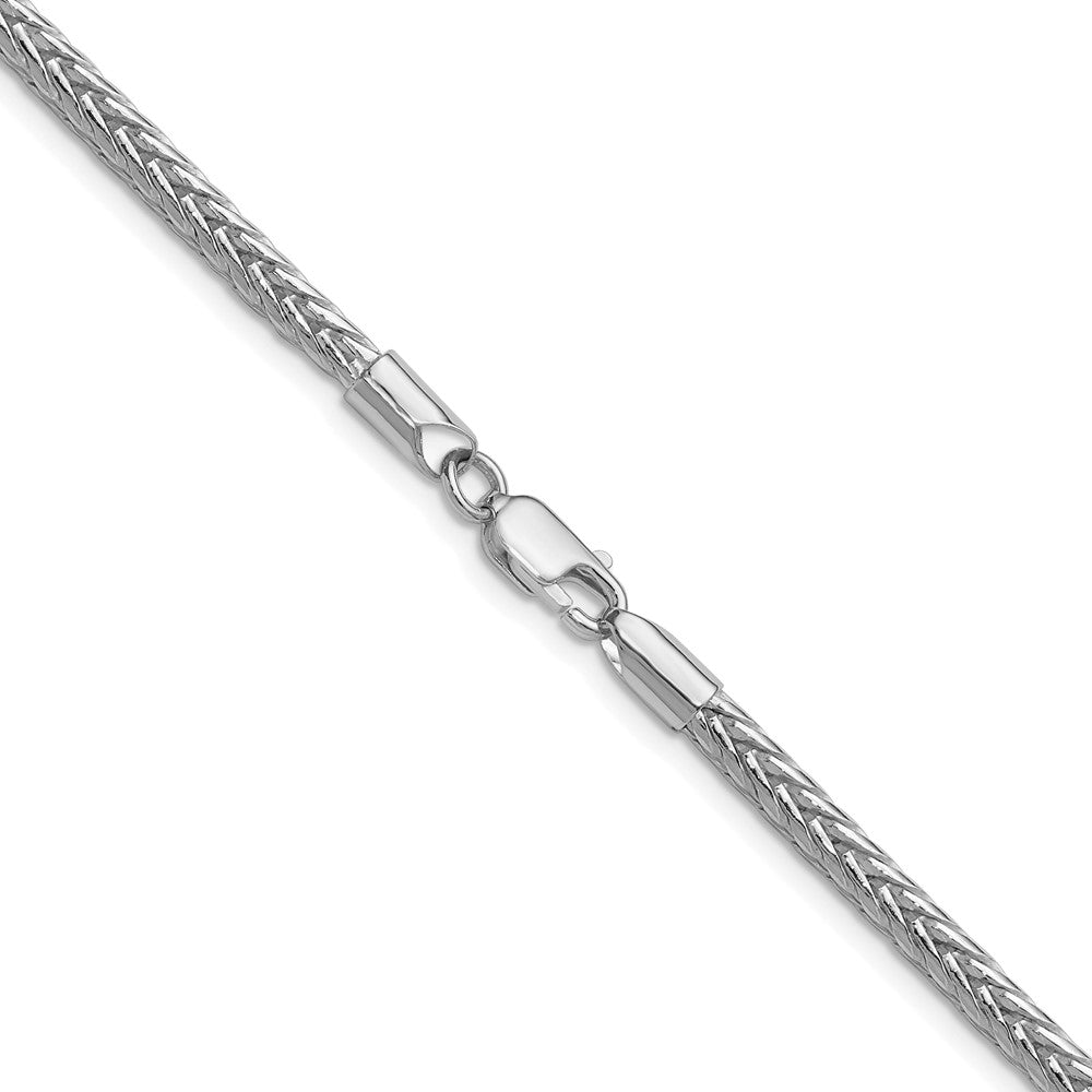 Sterling Silver Rhodium-plated 3.4mm Diamond-cut Round Franco Chain