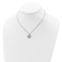 Sterling Silver Rhodium-plated Fancy CZ Open Heart 16 inch Necklace