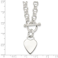 Sterling Silver Engraveable Heart Disc on Fancy Link Toggle Necklace