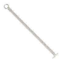 Sterling Silver 7.5inch Polished Fancy Link Toggle Bracelet