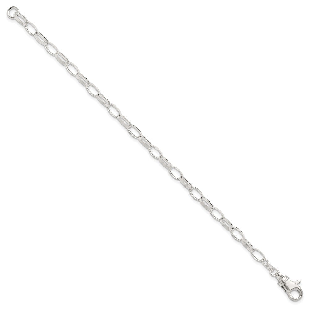 Sterling Silver 10 inch Solid Polished Fancy Link Anklet