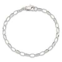 Sterling Silver 9inch Solid Polished Fancy Link Anklet
