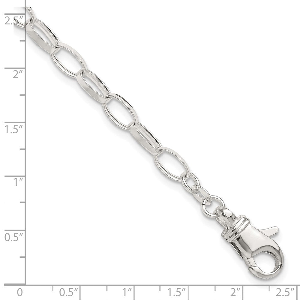 Sterling Silver 10 inch Solid Polished Fancy Link Anklet