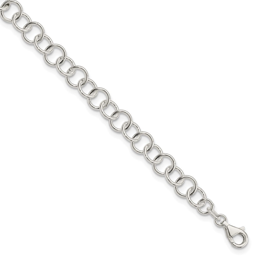 Sterling Silver 10inch Polished Fancy Link Anklet