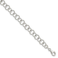 Sterling Silver 10inch Polished Fancy Link Anklet