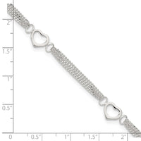 Sterling Silver 10inch Polished Heart Anklet