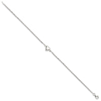 Sterling Silver Puffed Heart Anklet