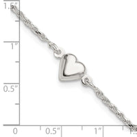 Sterling Silver Puffed Heart Anklet