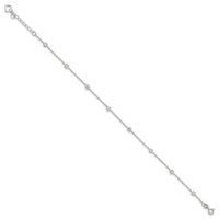 Sterling Silver 9in Plus 1in ext Polished Flower Anklet