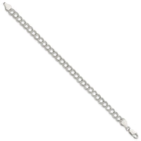 Sterling Silver 6mm Solid Double Link Charm Bracelet
