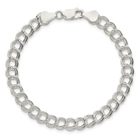 Sterling Silver 6mm Solid Double Link Charm Bracelet