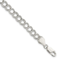 Sterling Silver 6mm Solid Double Link Charm Bracelet
