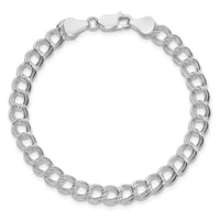 Sterling Silver RH-plated 6mm Solid Double Link Charm Bracelet