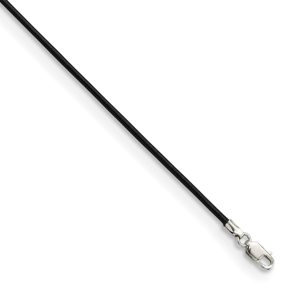 Sterling Silver 18inch 1.5mm Black Leather Cord Necklace