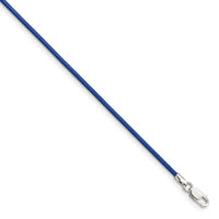 Sterling Silver 16inch 1.5mm Royal Blue Leather Cord Necklace