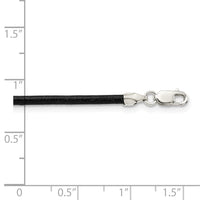 Sterling Silver 20inch 2mm Black Leather Cord Necklace