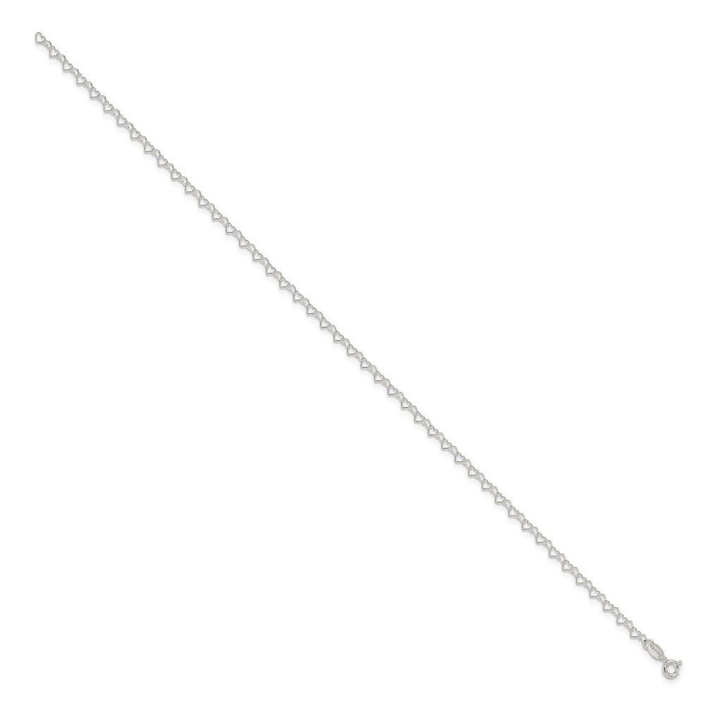Sterling Silver  3.5mm Fancy Heart Link Anklet