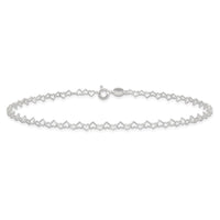 Sterling Silver  3.5mm Fancy Heart Link Anklet