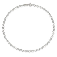 Sterling Silver  3.5mm Fancy Heart Link Anklet