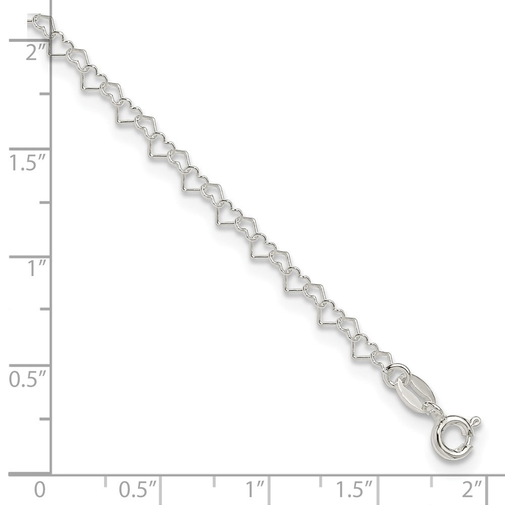 Sterling Silver  3.5mm Fancy Heart Link Anklet