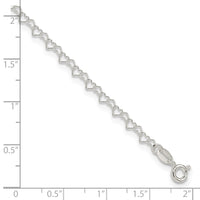 Sterling Silver  3.5mm Fancy Heart Link Anklet