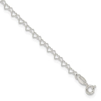Sterling Silver  3.5mm Fancy Heart Link Anklet