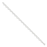 Sterling Silver Fancy Heart Link 9in. Anklet