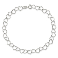 Sterling Silver 0.6mm Fancy Heart Link Anklet