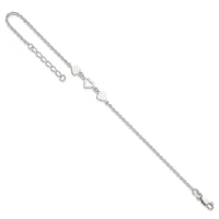 Sterling Silver 8 inch Plus 1in ext.Heart Link Anklet